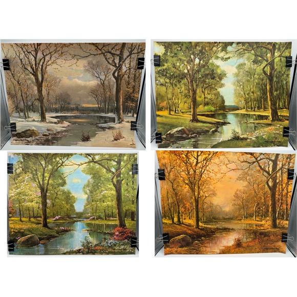 Robert Wood Other - Vintage 1970 Robert Wood Four Seasons Lithograph Print Set 16x20 NOS w Tube DAC